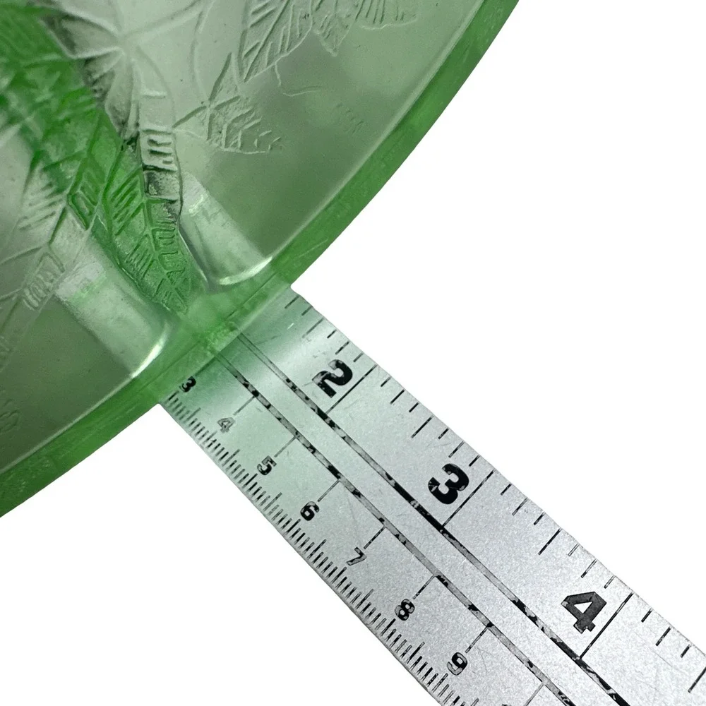 Jeanette Glass Poinsettia Green Uranium Depression Glass Divided Relish Dish